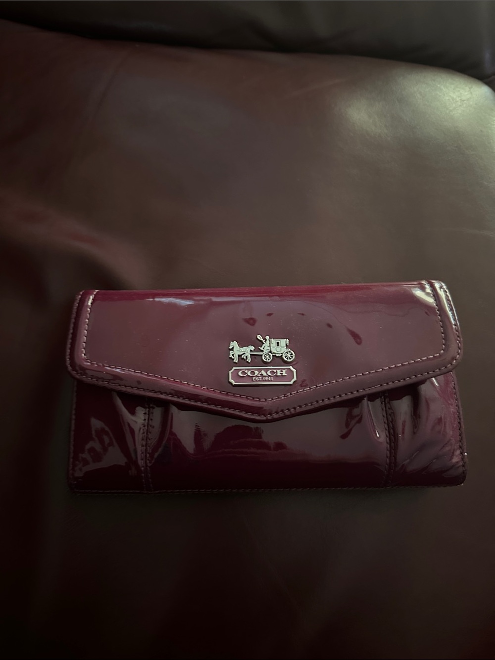 Vintage Coach Wallet — Wine